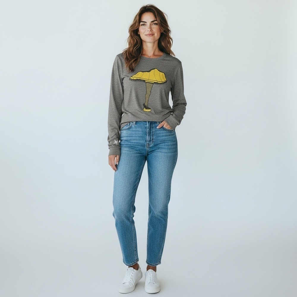 Shop Local Kentucky Women Medium Gray Long Sleeve "Christmas Story" Lamp Graphic